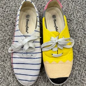 Shoes Kids Two-Tone Novelty Canvas Sneakers - Yellow & White Stripe